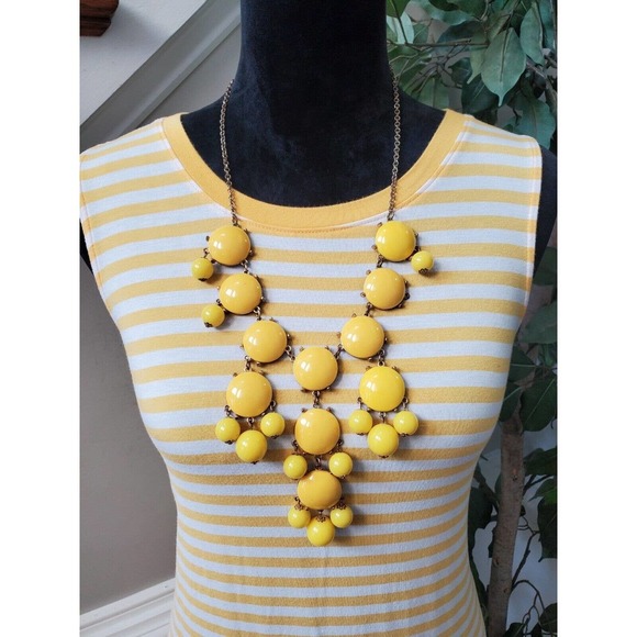 Time And Tru Yellow White Striped Round Neck Sleeveless Knee Length Dress XL - Picture 2 of 13